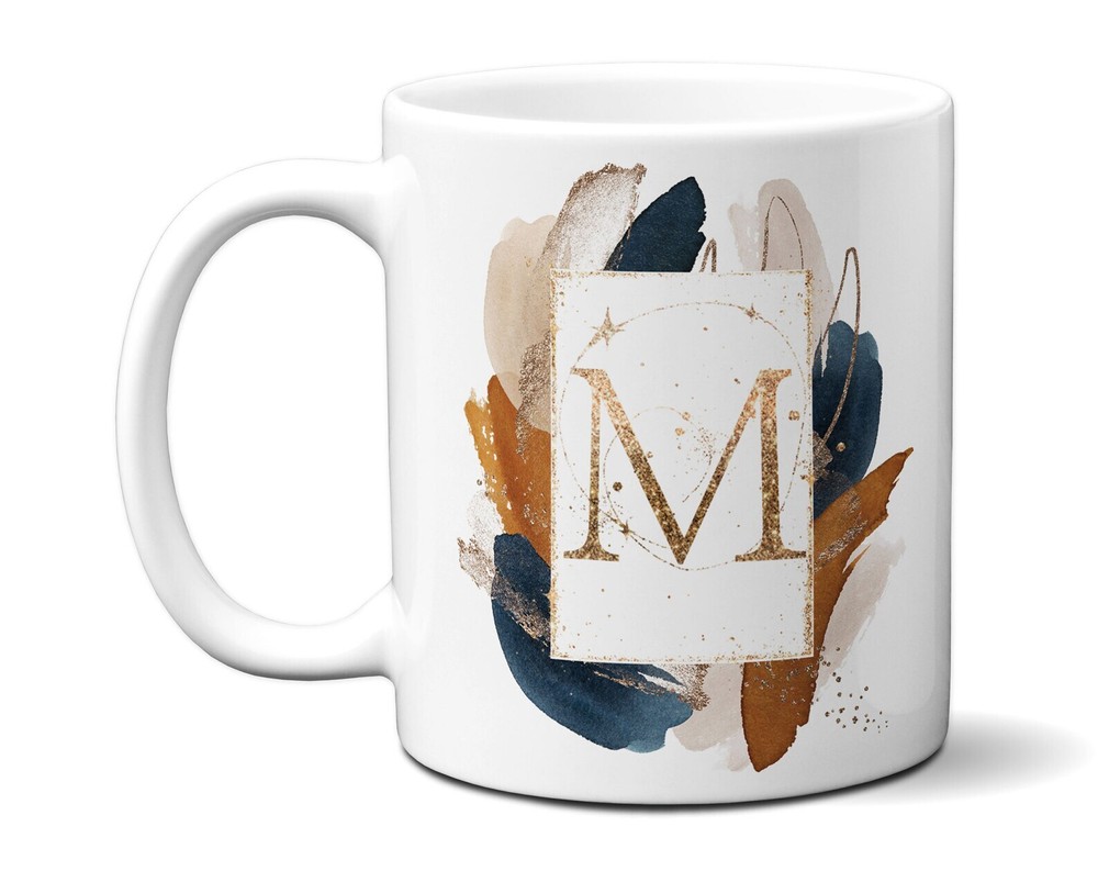 Personalize With Name And Monogram Coffee Mug Modern Art Abstract Letter Initial-image