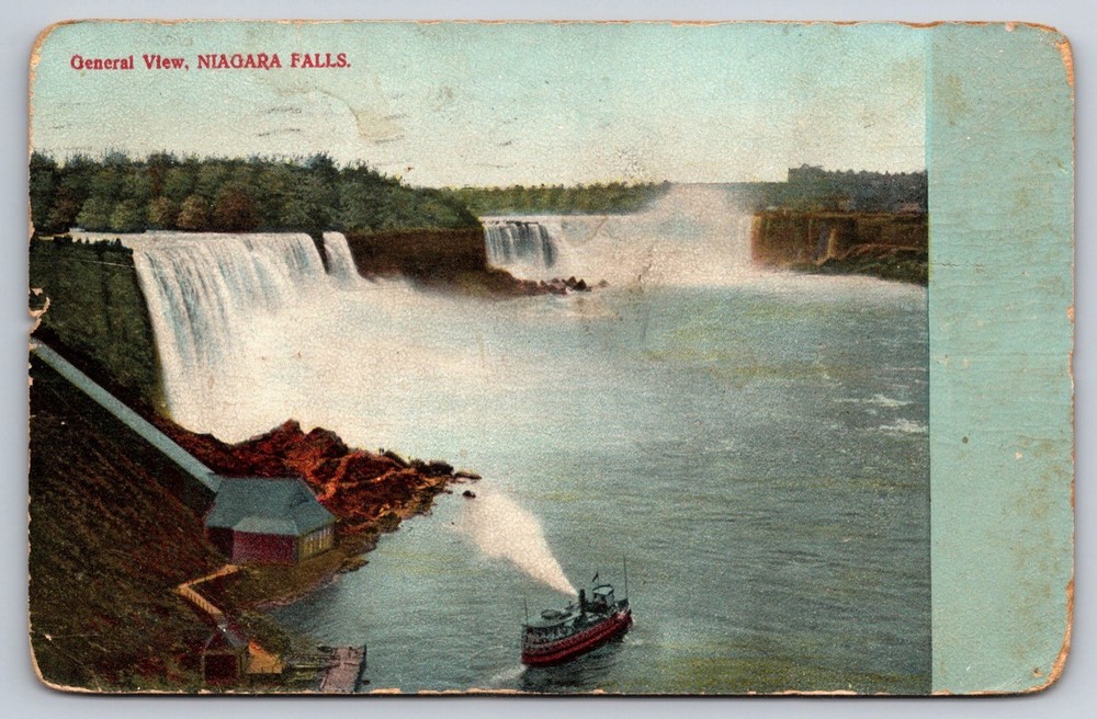 New York Postcard General View Niagara Falls Boat Tour USA Posted 1910