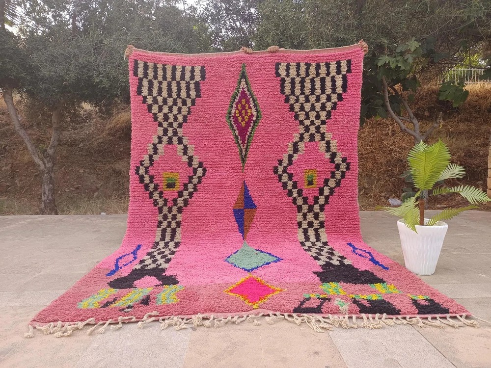 Handmade Moroccan Berber Wool Rug Color Multicolor Luxury Design Carpet Area Rug