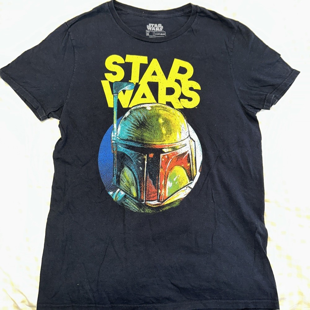 New Unisex Disney Star Wars Black Boba Fett T-Shirt Top Size Medium #670
