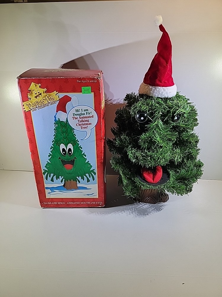 Gemmy 90s Animated Douglas Fir Talking Singing Christmas Tree Motion Activated