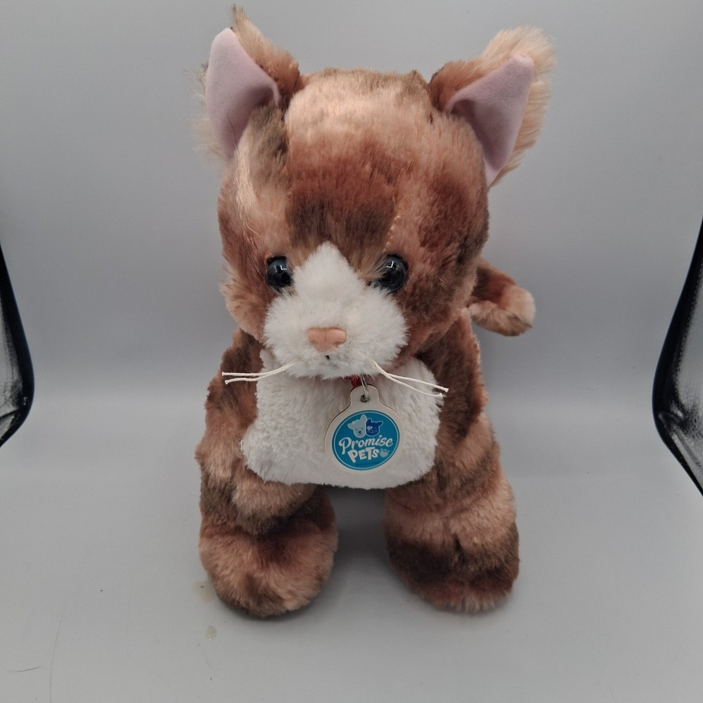 Build A Bear Promise Pets Cat Plush Brown White Tabby Stuffed Animal Collar