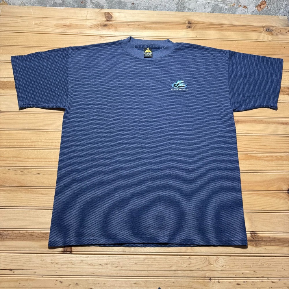 Vintage 90s Maui Hawaii Dolphin Embroidered Textured Souvenir T-Shirt USA - XL