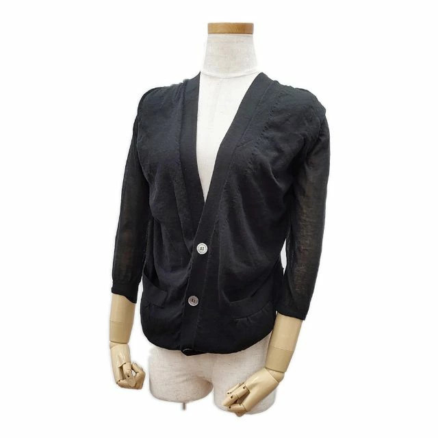 Sacai Women's Black Polyester Cotton Knit Cardigan Size 38 Used Vintage