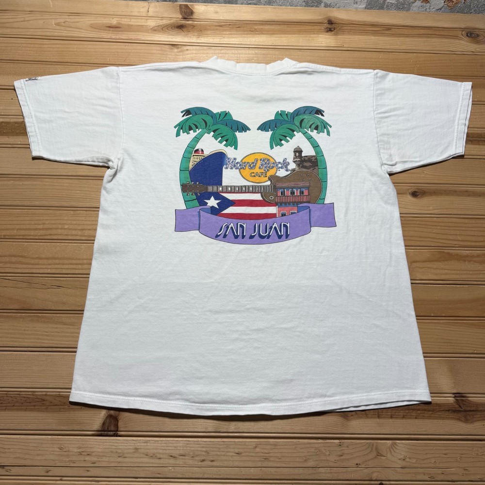 Vintage 90s Hard Rock Cafe San Juan Puerto Rico Graphic Souvenir Shirt USA Large