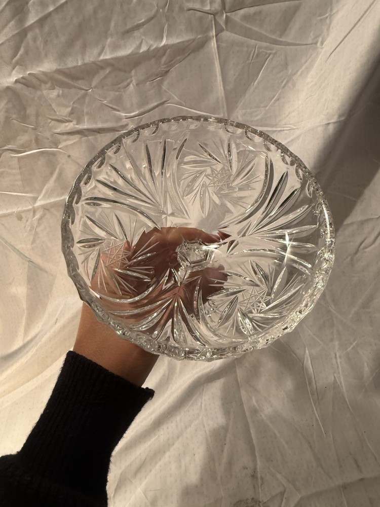 American Cut Pinwheel Crystal Compote Pedestal Candy Dish Bon Bon Bowl 5 1/2