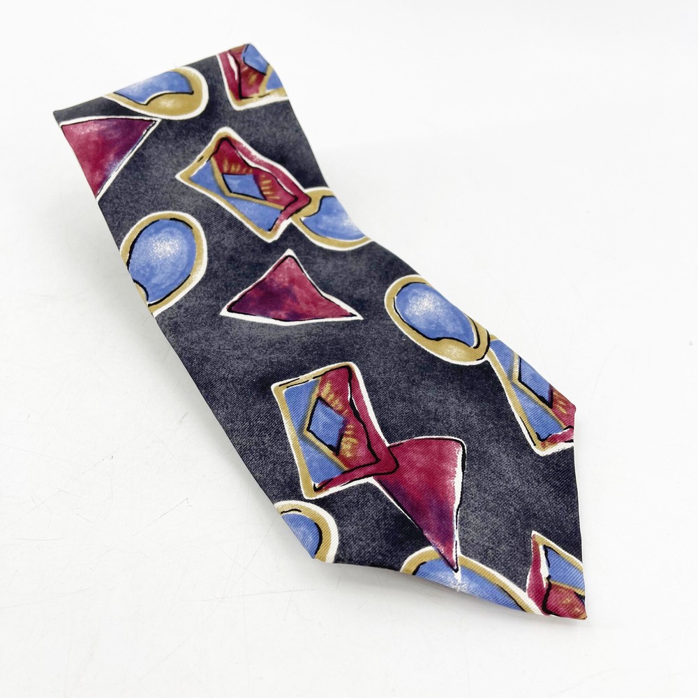Vintage DON LOPER Beverly Hills Abstract Italian Silk Executive Necktie Tie