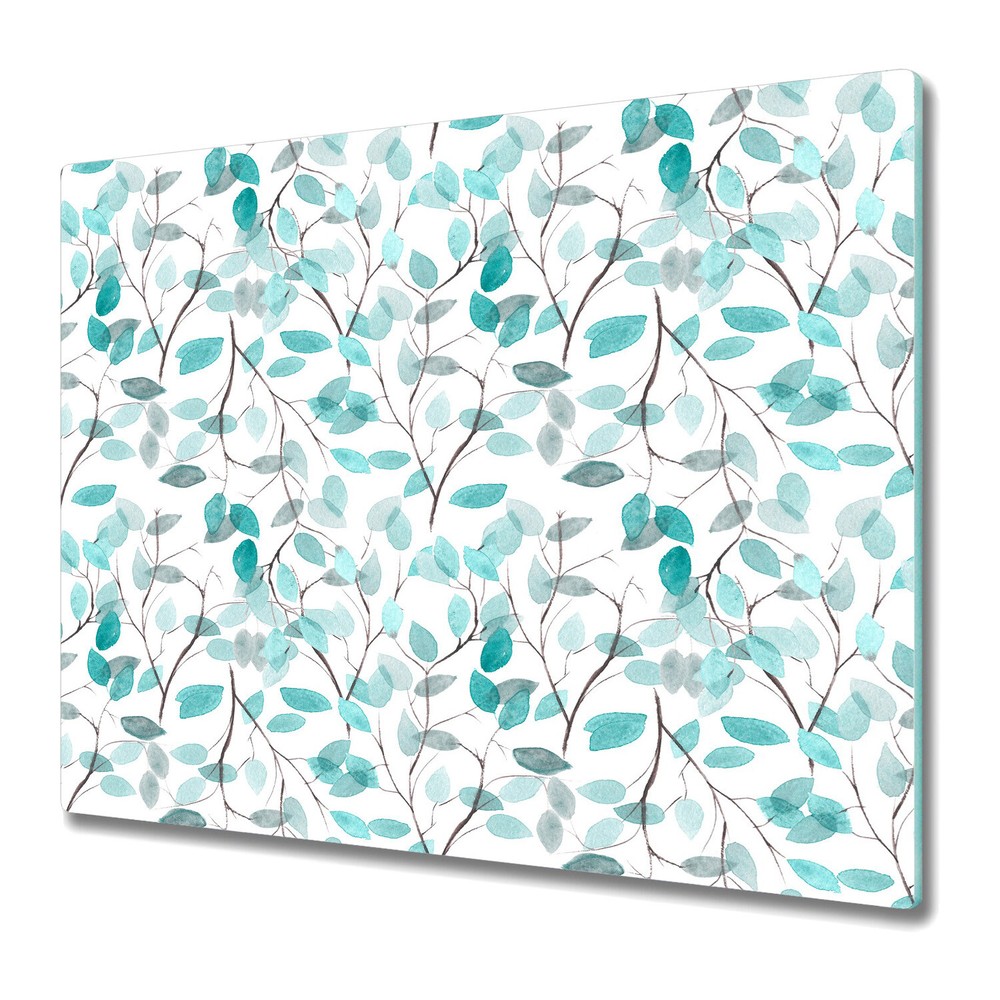 Glass Surface Protector Mint Branches | Watercolour Spring Leaves | 60x52