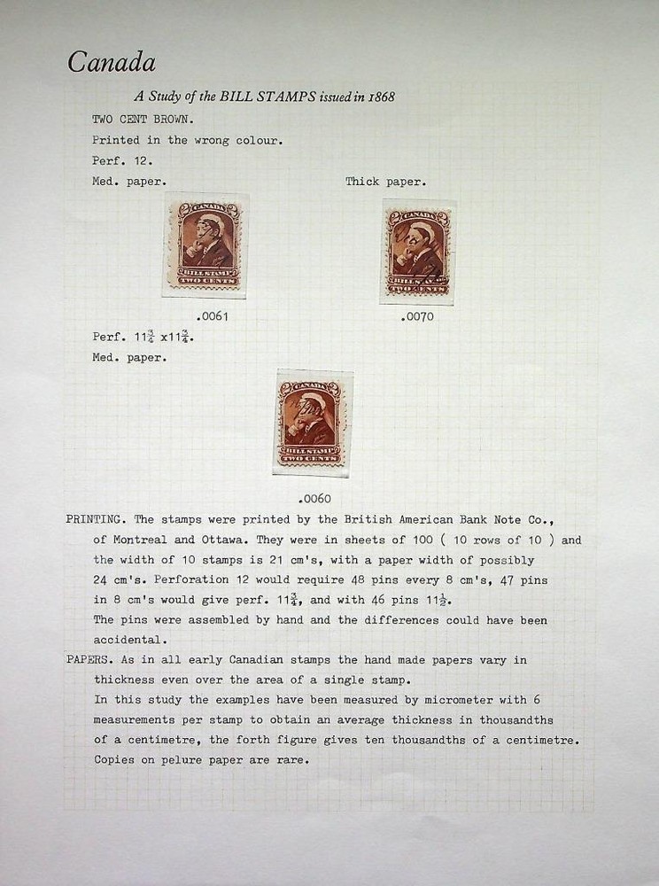 CANADA: Victoria 2c Bill Stamps - Ex-Old Time Collection - Album Page (82709)