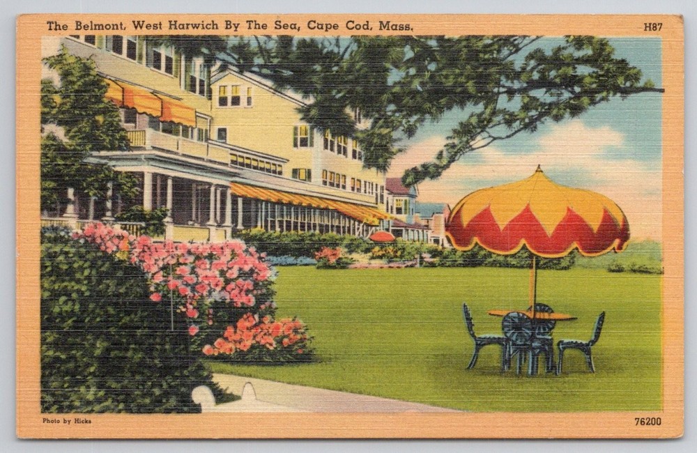 The Belmont Hotel West Harwich By The Sea Cape Cod MA Linen Postcard H87