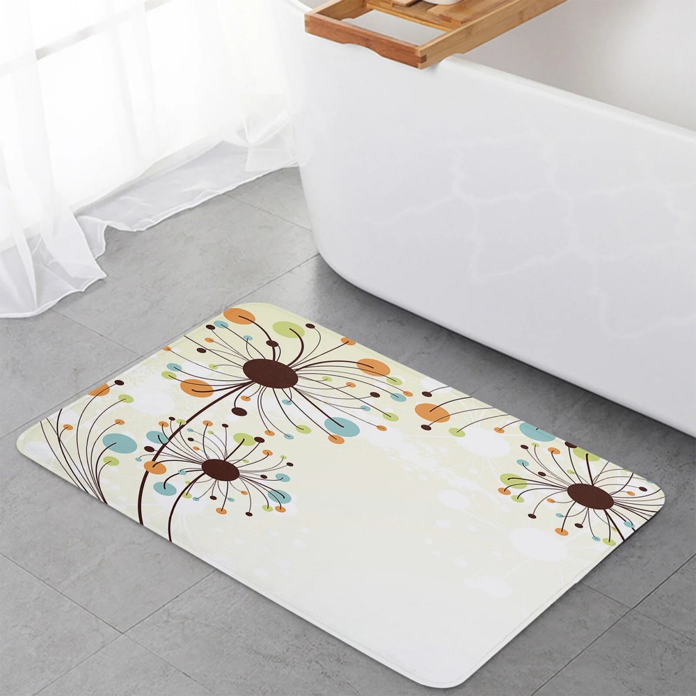 Abstract Dandelion Floral Non-Slip Kitchen Mat for Living Room Hallway Decor-image