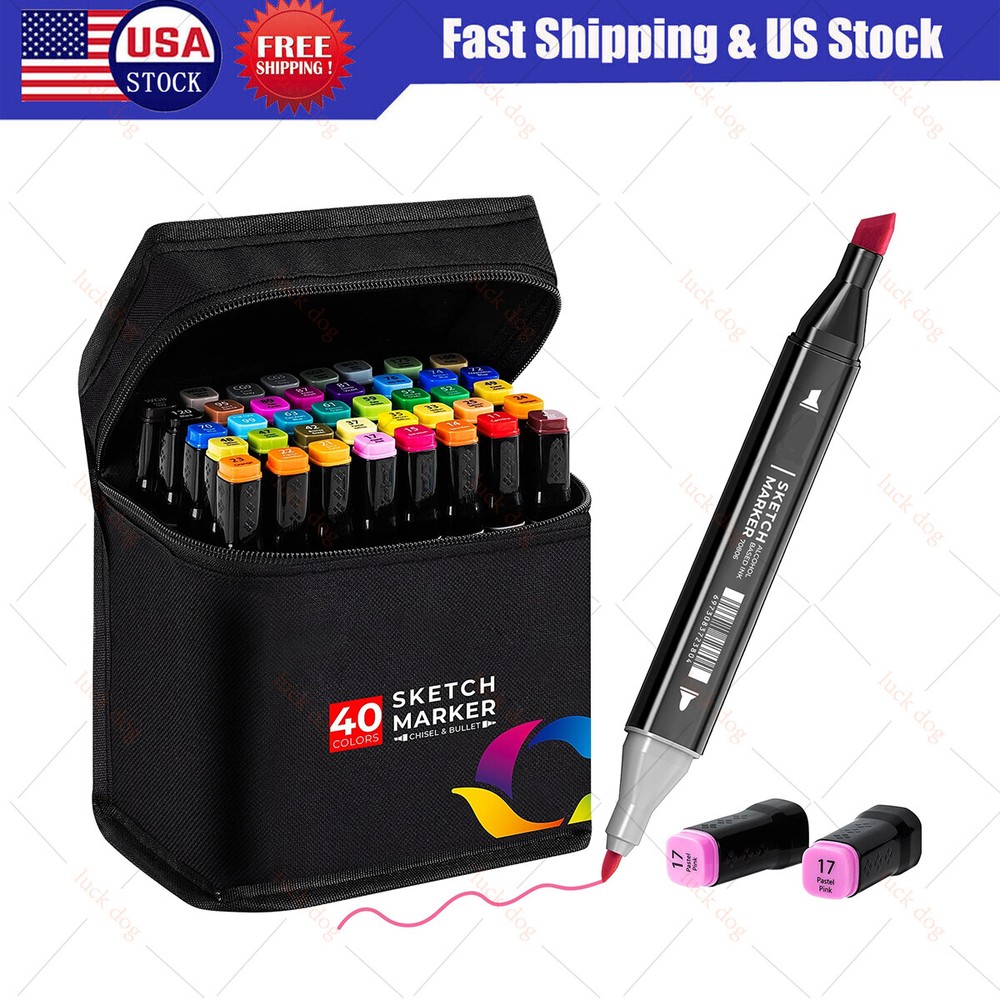 40 Colors Markers Graphic Drawing Painting Alcohol Art Dual Tip Sketch Pens