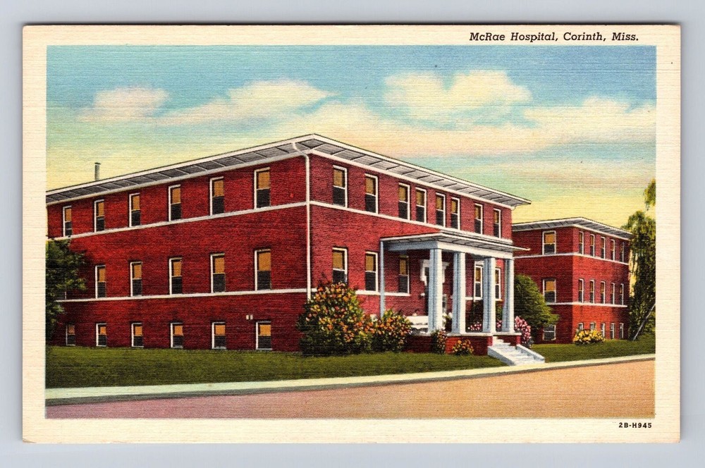 Corinth MS-Mississippi, McRae Hospital, Antique, Vintage Souvenir Postcard