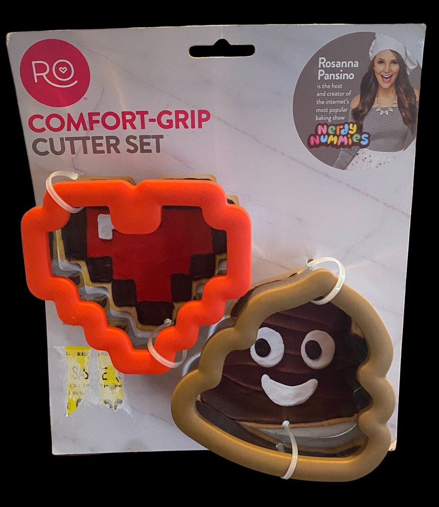 Wilton heart poop emoji cookie cutter comfort grip Rosanna Pansino NIP