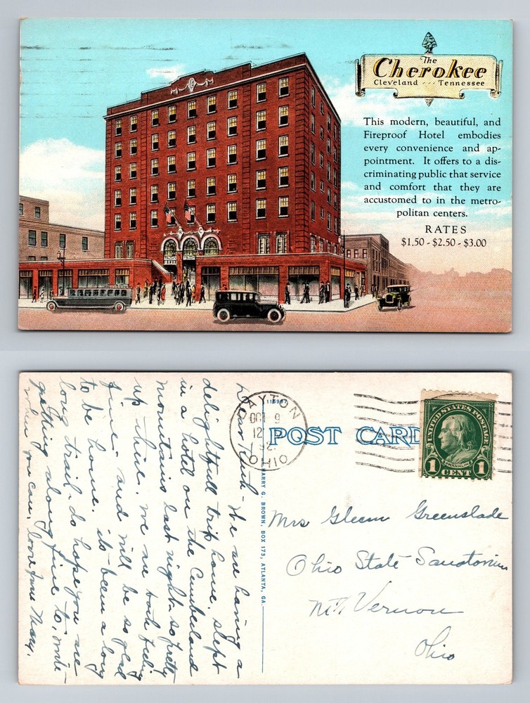 Cleveland, TN-Tennessee, The Cherokee Hotel Red Brick Fireproof Vintage Postcard