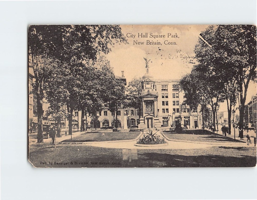 Postcard City Hall Square Park New Britain Connecticut USA