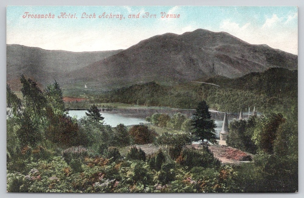 Trossachs Hotel Loch Achray Ben Venue Scotland Vintage Valentine's Postcard