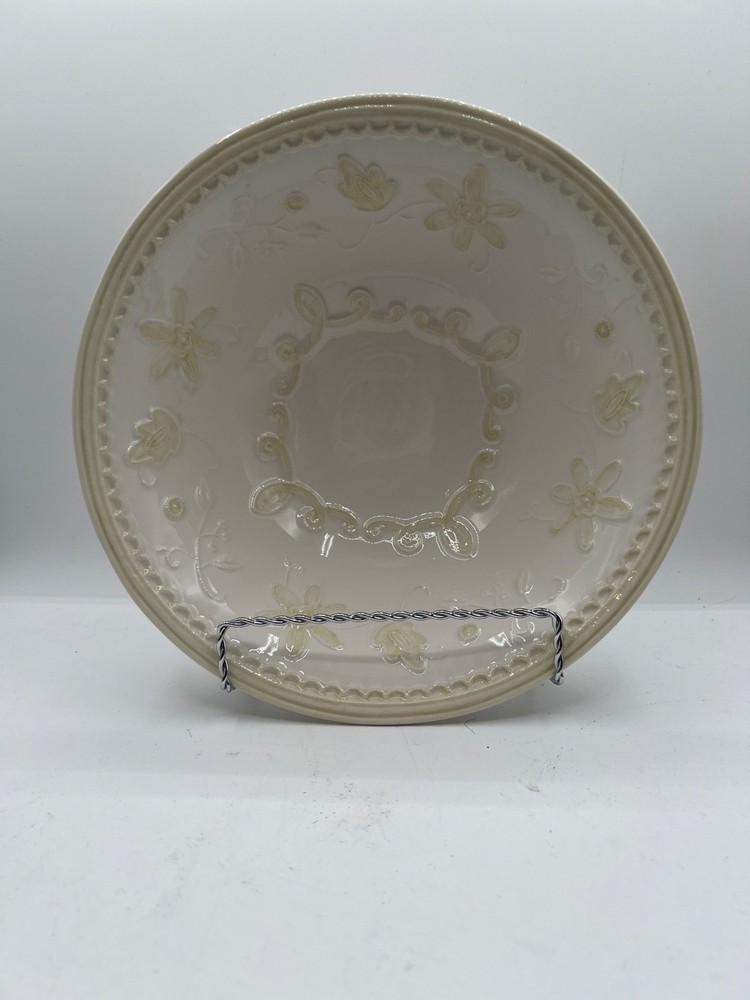 Lenox LINEN CLOSET Braided Scroll Floral Wreath Serving Bowl Italy