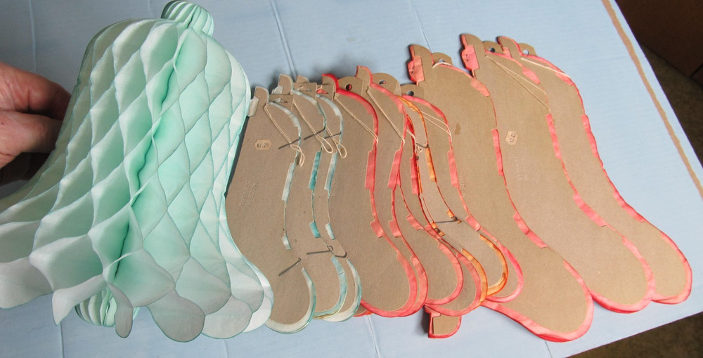 Lot of 14  Vintage Tissue Paper Honeycomb Decor Bell Party Bells Made in Denmark