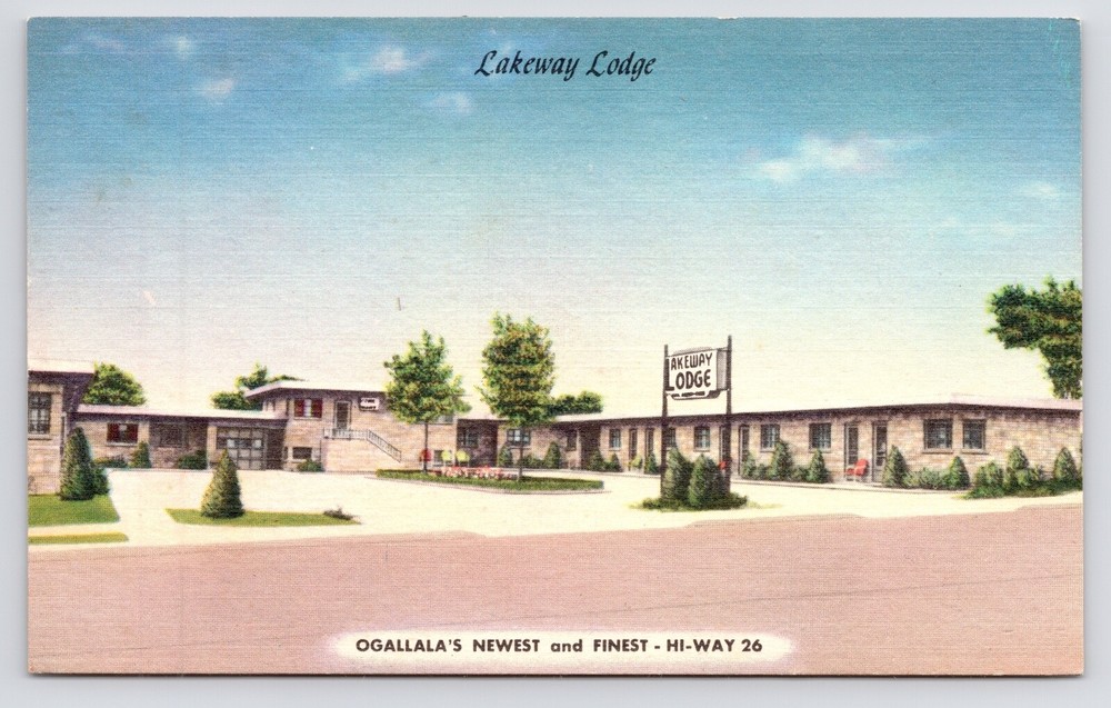 c1940s~Ogallala Nebraska NE~Lakeway Lodge~Best Western Motel~Vintage Postcard