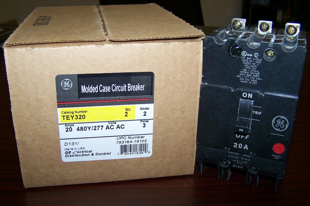 TEY320 GE ABB 3Pole 20Amp 480Volt Bolt-On BRAND NEW TEY Circuit Breaker