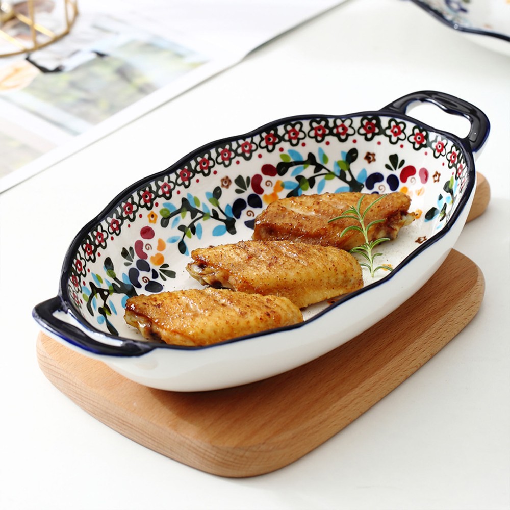 Ceramic Casserole Bakeware with Handle, Porcelain Tiramisu Dish For Oven