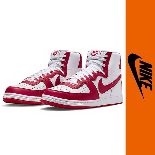 NIKE US10.5 New TERMINATOR HIGH Terminator High White Red Sneakers Swoosh Retro