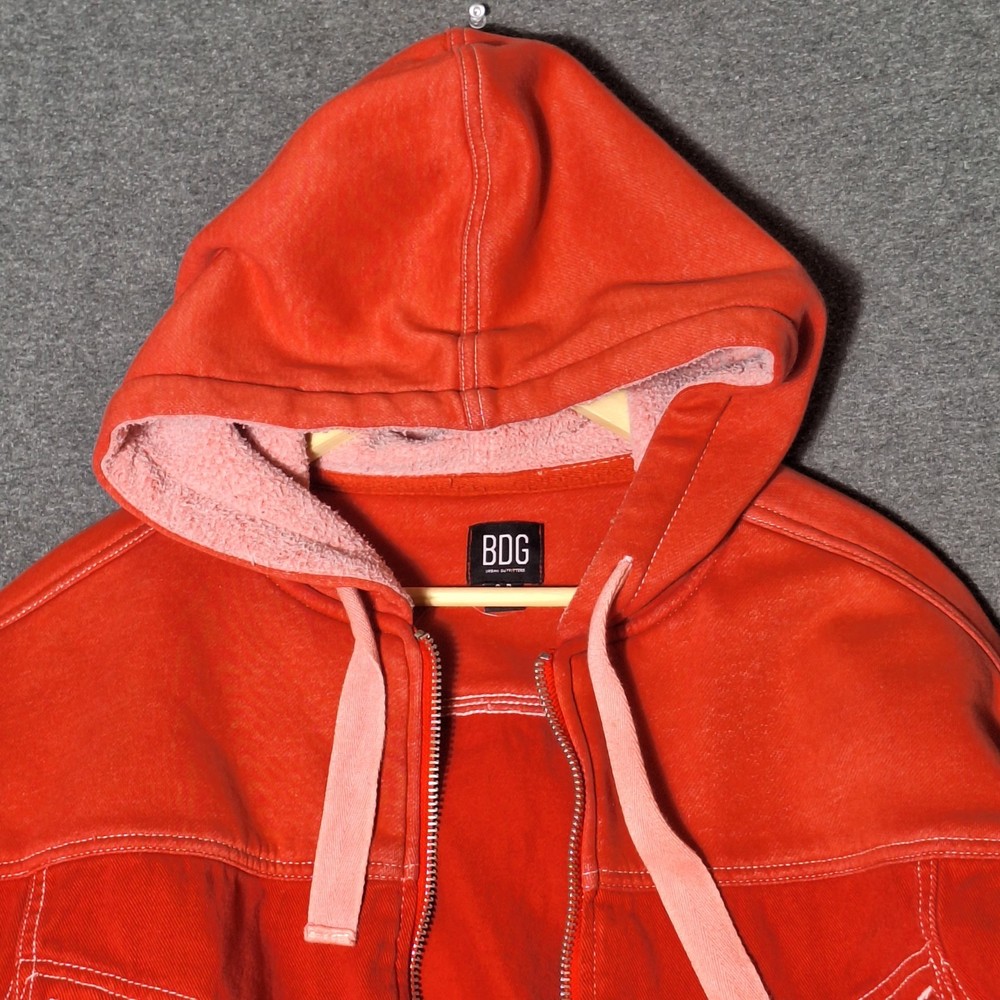 BDG Urban Outfitters Red Demin Fleece Lined Women's Zipped Hooded Jacket