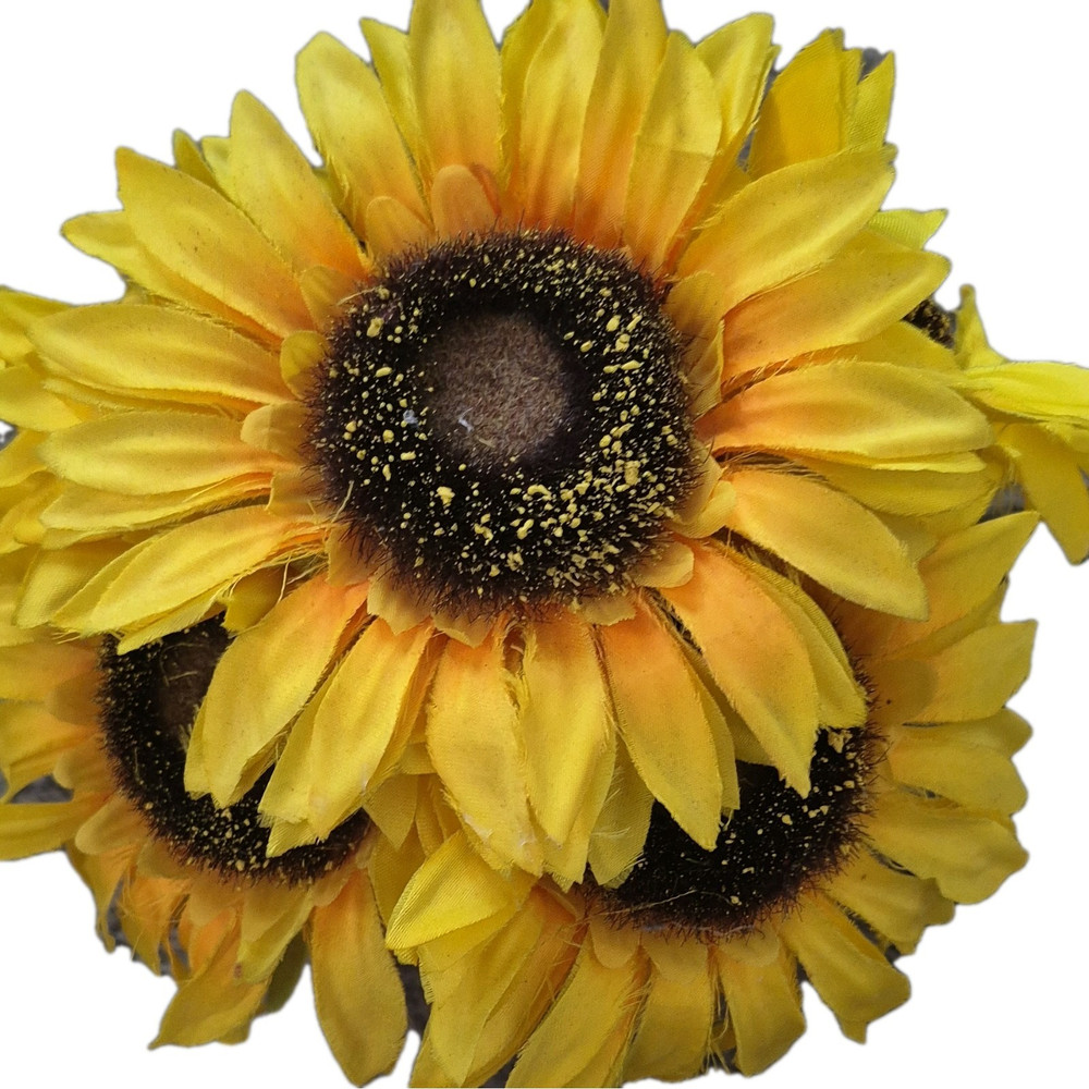 Artificial Sunflower Arrangement & Centerpiece in White Pot Yellow Brown