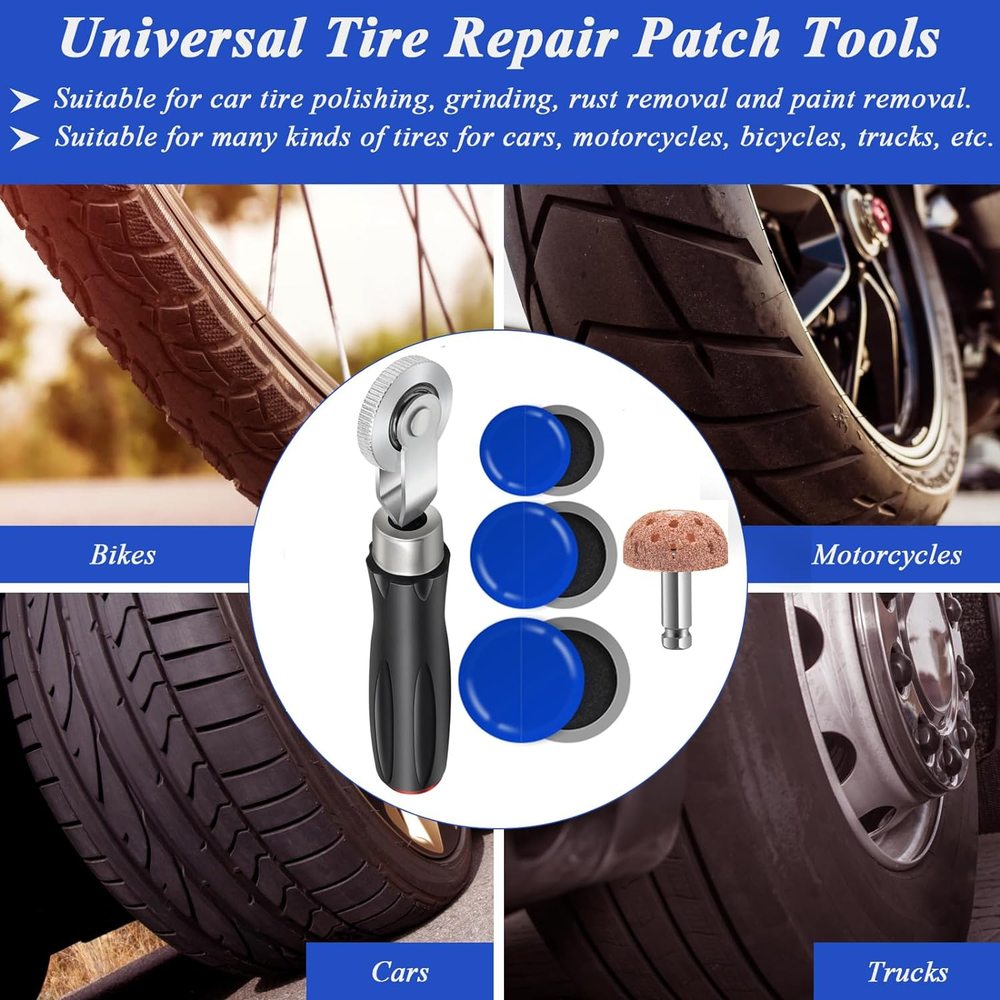30-PC Tire Repair Kit with Roller & Grinding Tool for Car Buffing