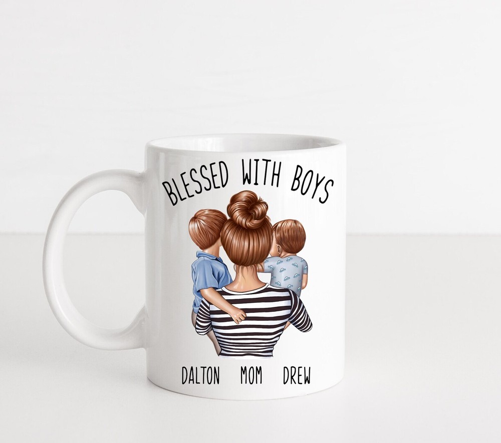 Personalized Mothers Day Gift Mom With Boys Mug Blessed With Boys 2 Boys Mom Of