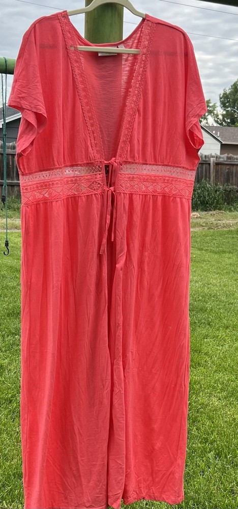 Belle by Kim Gravel Slub Knit Tie Cover Up Shrimp M/L New