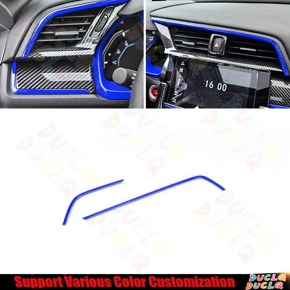 For Honda Civic 2016-2021 Bright Blue Middle Console Air Outlet Vent Frame 2PCS