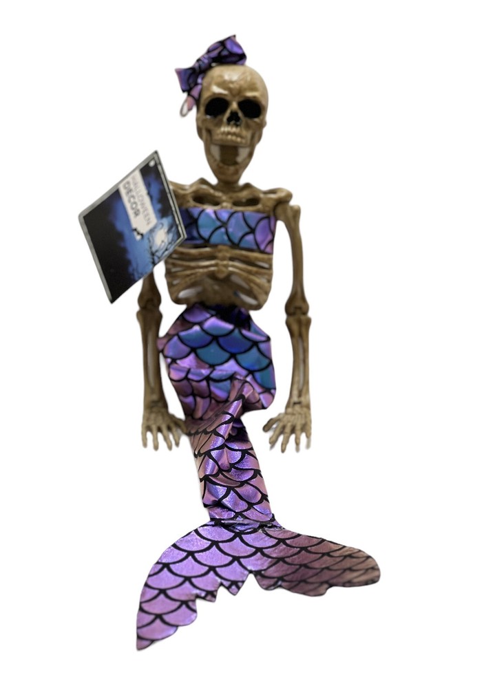Mermaid Skeleton 16 Inch Poseable Hanging Halloween Decor with Articulated Joints
