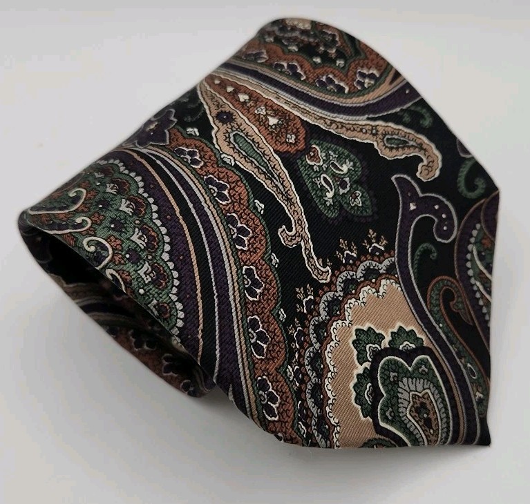 EC Pierre Balmain Multicolor Paisley Tie 100% Italian Silk 57