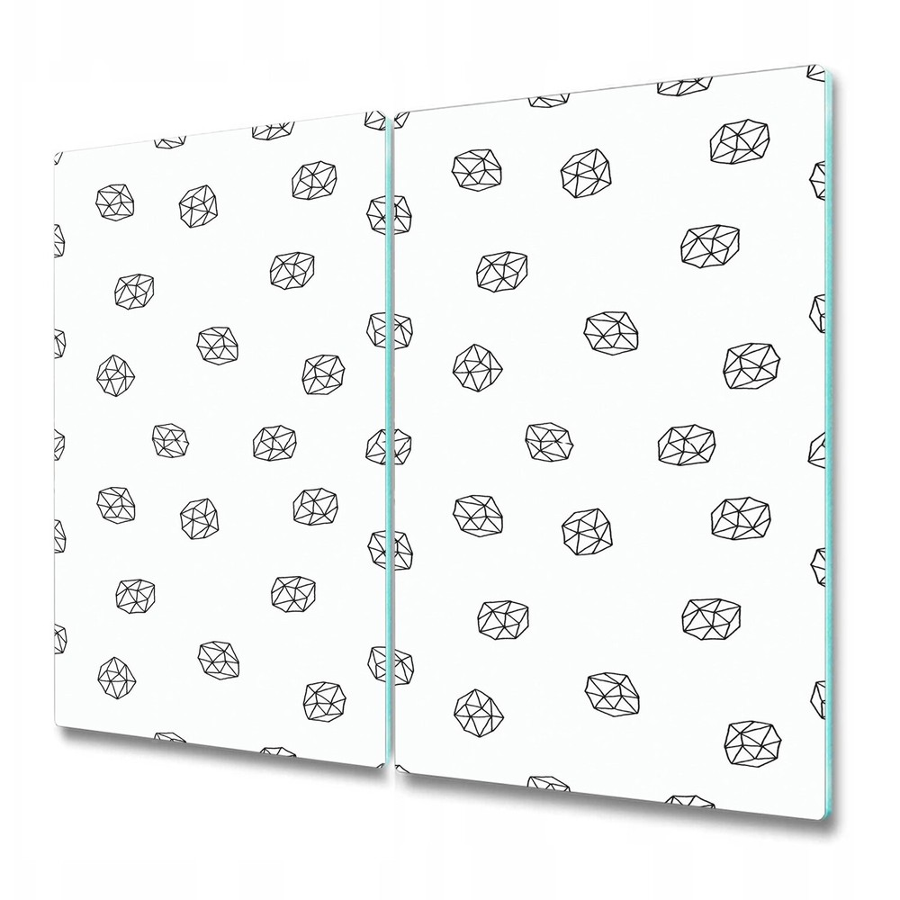Tempered Glass Chopping Cutting Board Black and white geometric Polygons 2x30x52