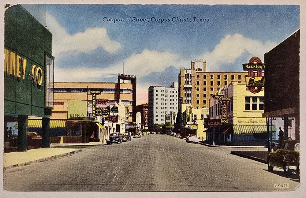 Chaparral Street Vintage Lithograph Postcard Corpus Christi Texas Divided Back