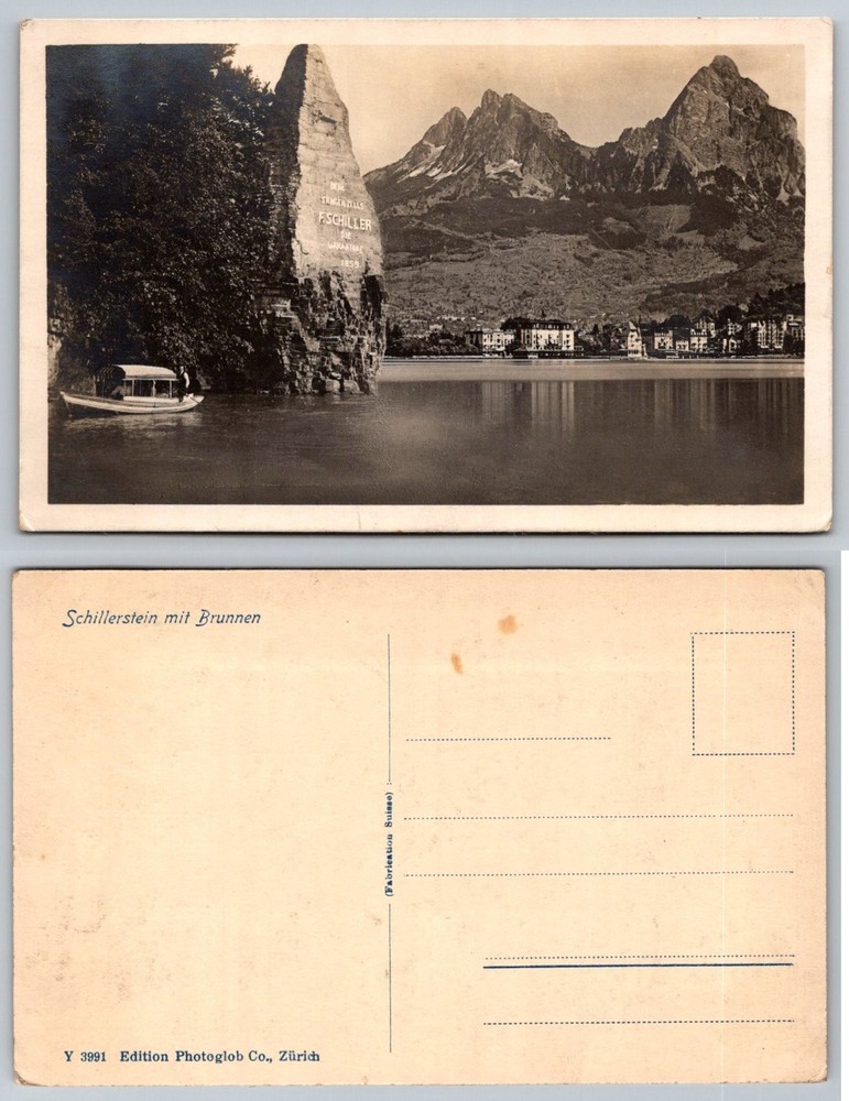 Schillerstein Lake Lucerne Switzerland RPPC Photoglob Zurich Postcard