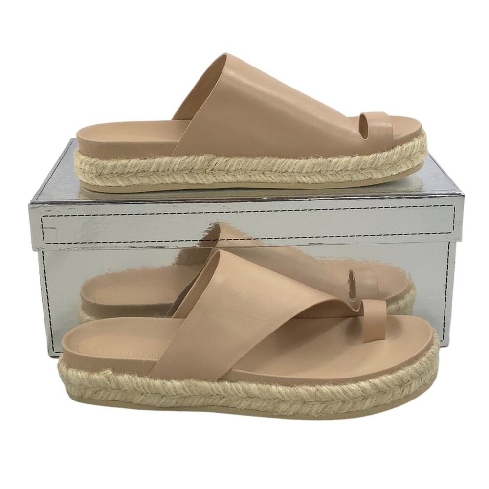 Sigerson Morrison Leather Slide Sandals Espadrille Platforms Womens US Size 8.5