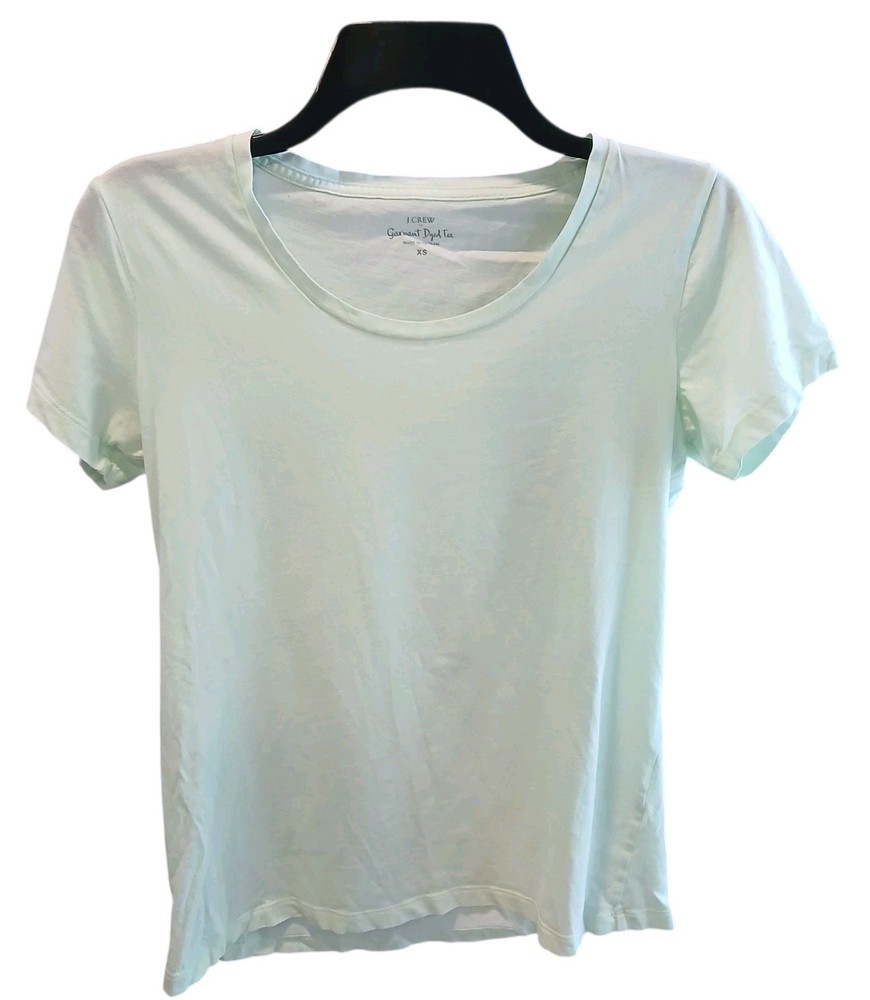 J. Crew Women's Light Green Garment-Dyed Cotton Slim Short Sleeve Shirt Size XS