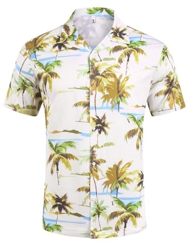 Mens Style Hawaiian  Shirt Tropical Print Short Sleeve Casual