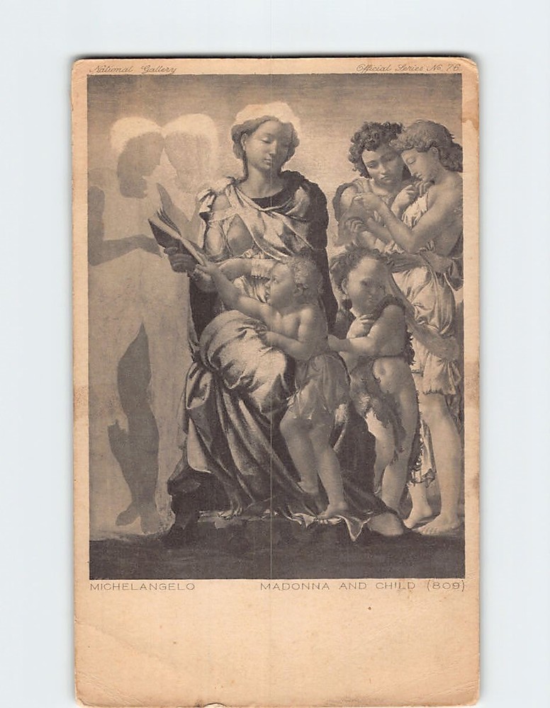 Postcard Madonna And Child By Michelangelo National Gallery London England