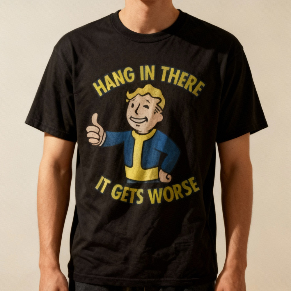 Fallout Graphic T Shirt Hang In There Funny Vintage Game Unisex Tee NWT