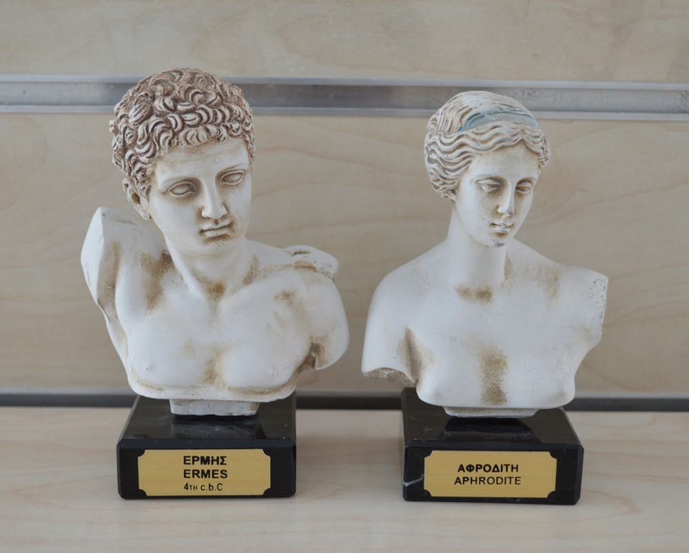 Hermes and Aphrodite Greek sculpture set ancient artifacts