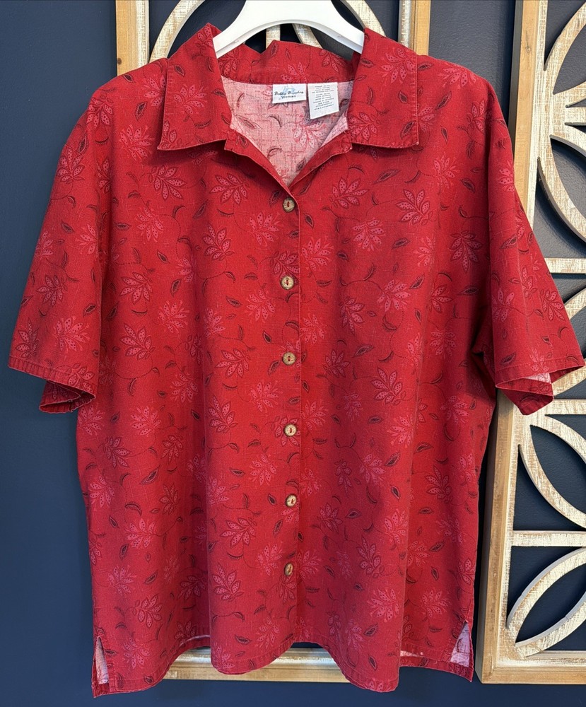 Bobbie Brooks Woman Red Button Down Shirt Blouse Size 26/28 READ