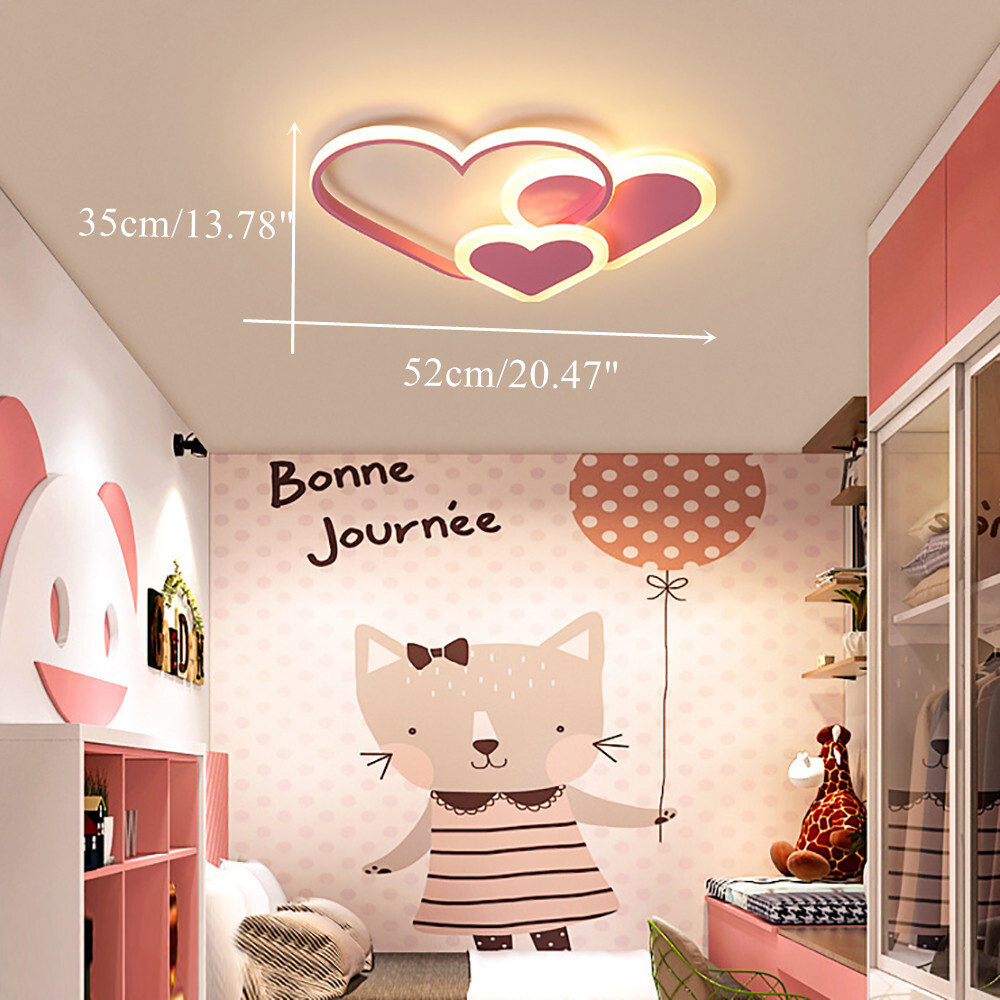 Heart-Shaped Dimmable LED Chandelier for Kids Room Modern Ceiling Light