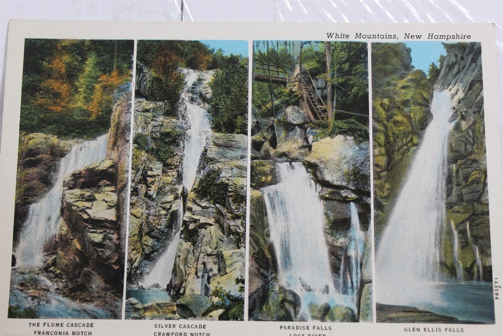 New Hampshire NH Franconia Notch Flume Cascade Silver Paradise Postcard Old View
