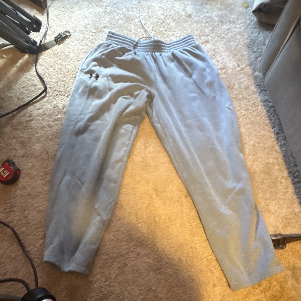 Under Armour Men’s Gray Fleece Sweatpants LG Regular Fit Straight Drawstring