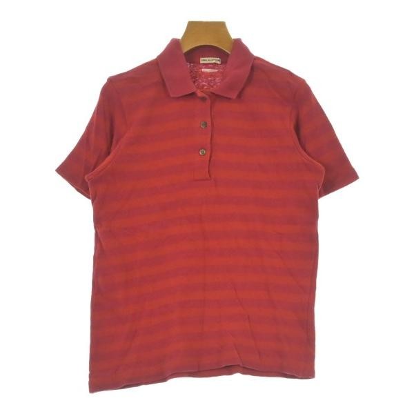 COMME des GARCONS Red Orange Stripe Polo Shirt Ladies Used Vintage M