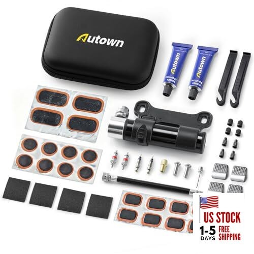Bike Tire Repair Kit, 48PCS Bicycle Tire Patch Kit with Pump, 48PCS With Pump